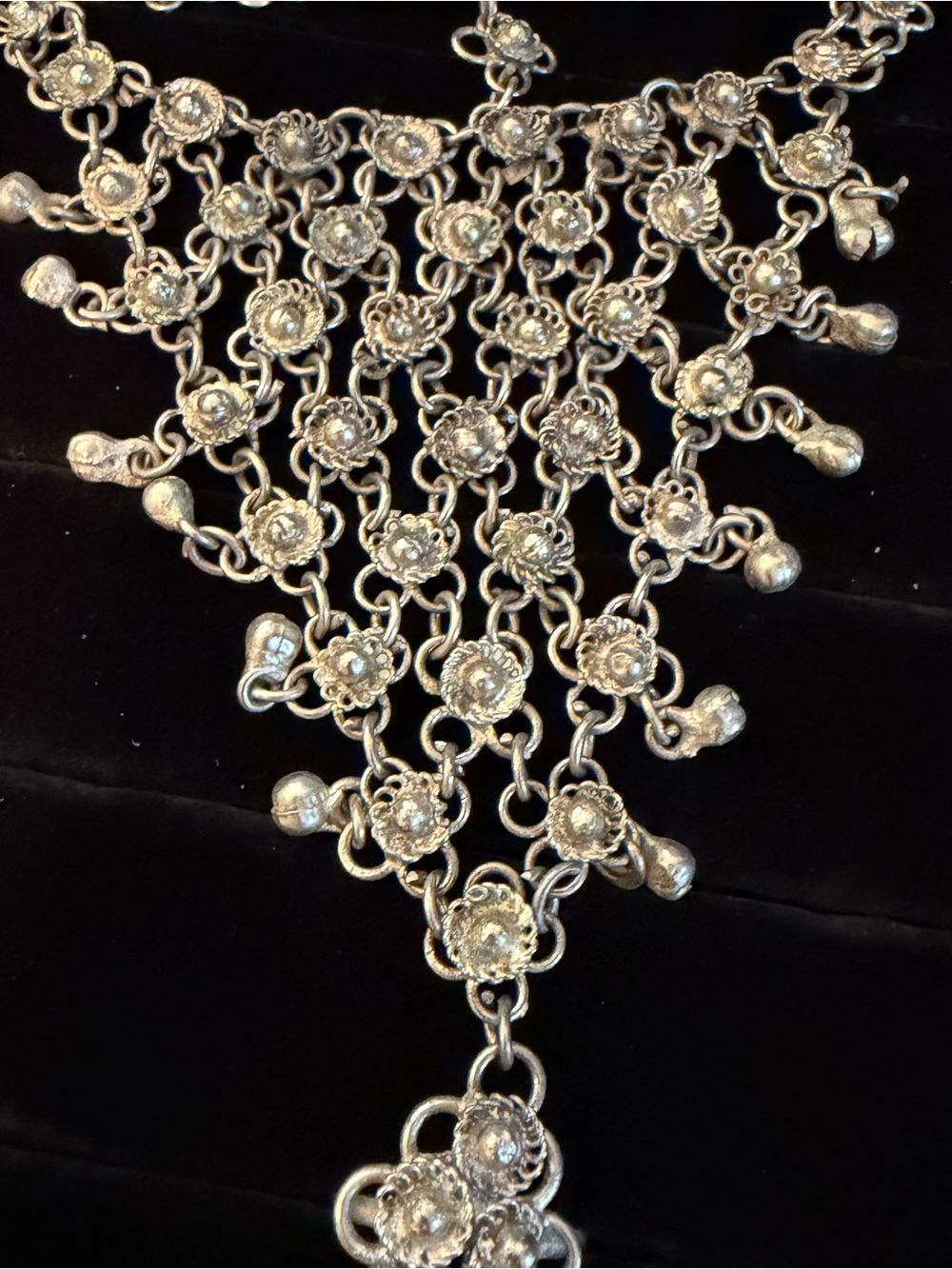 Tribal Festival Chainmail Bib Necklace & 2 Floral Hand Slave Bracelets Ring #K83 - Picture 10 of 14